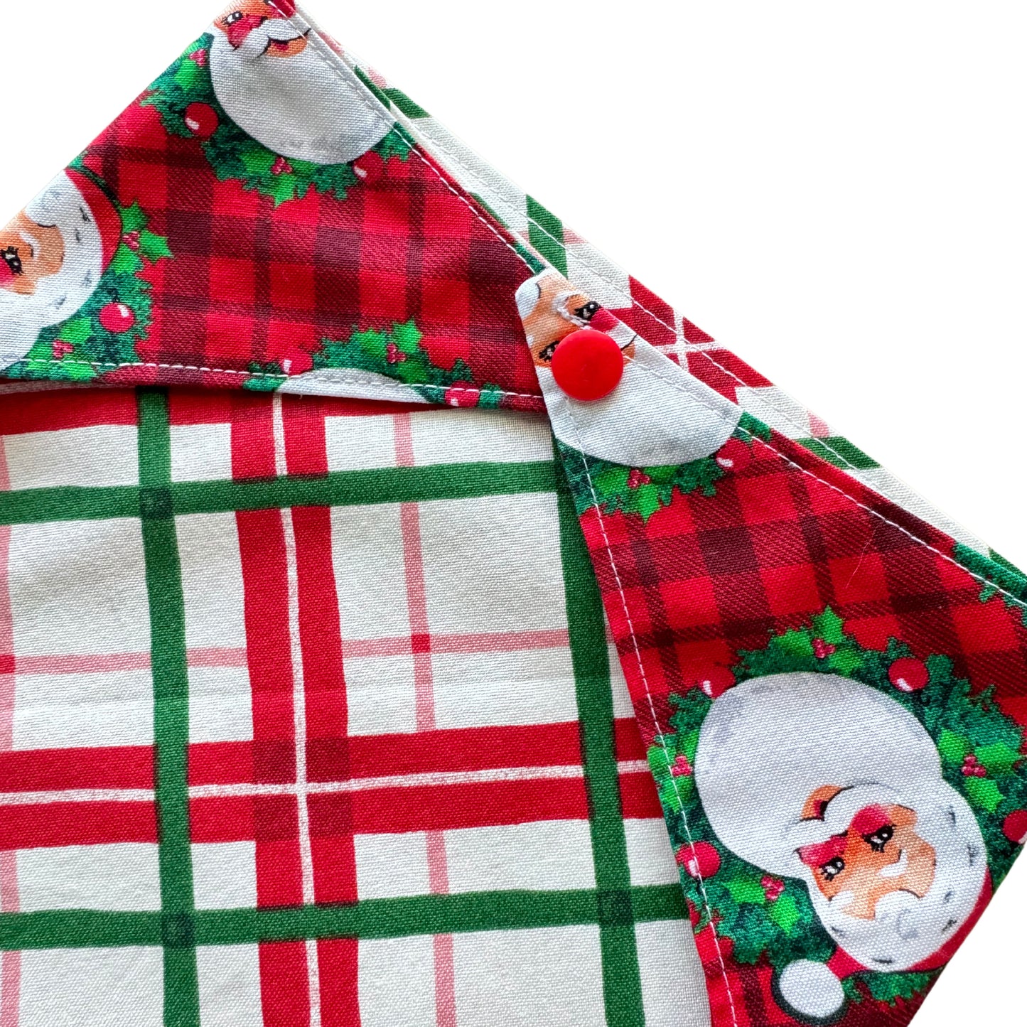 Vintage Santa and Plaid Bandana *REVERSIBLE*