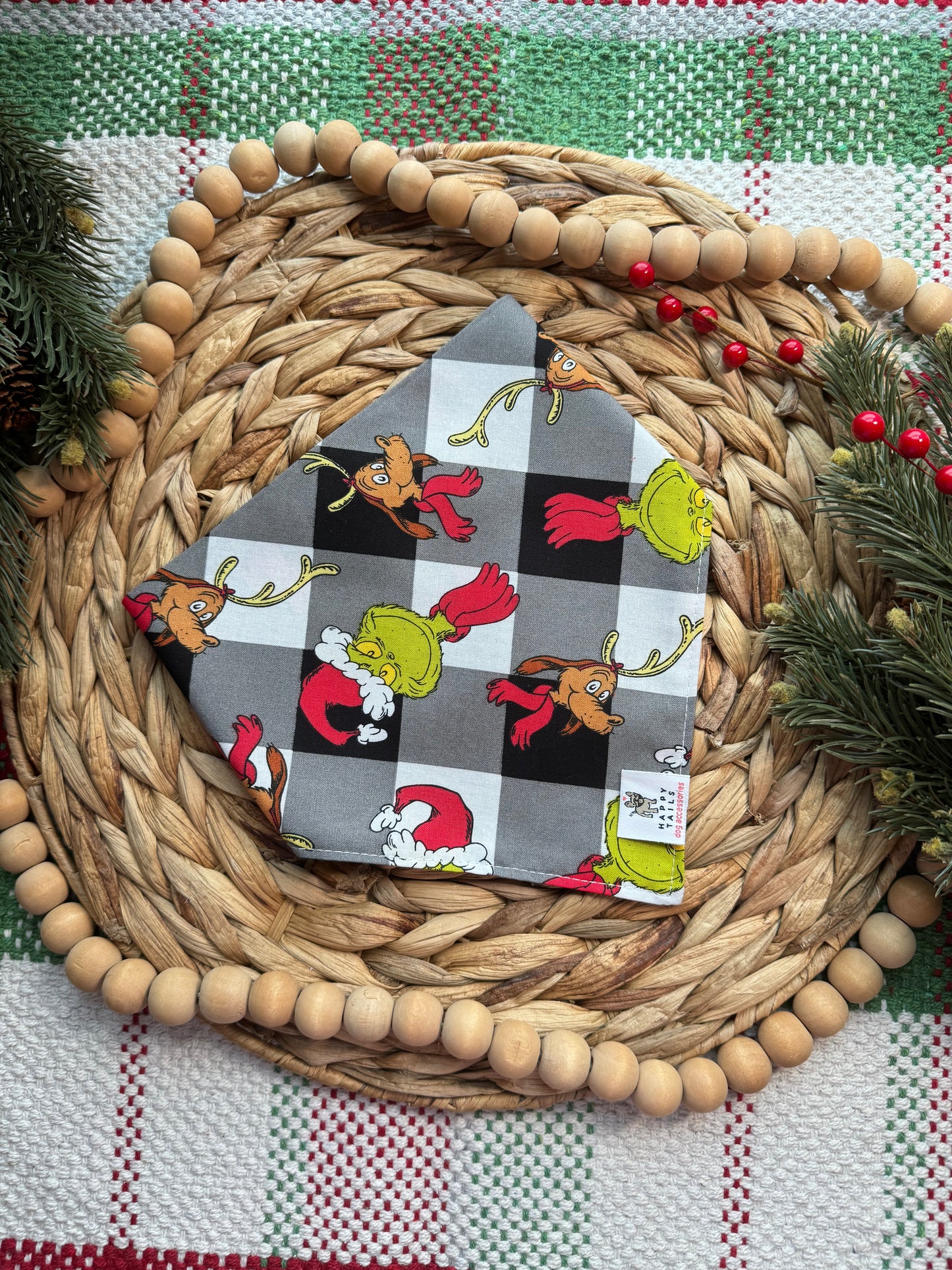 Grinch Gingham Bandana