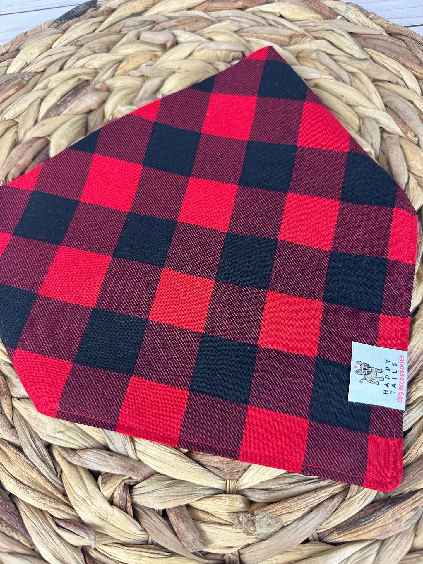 Classic Plaid Christmas Bandana- Red and Black