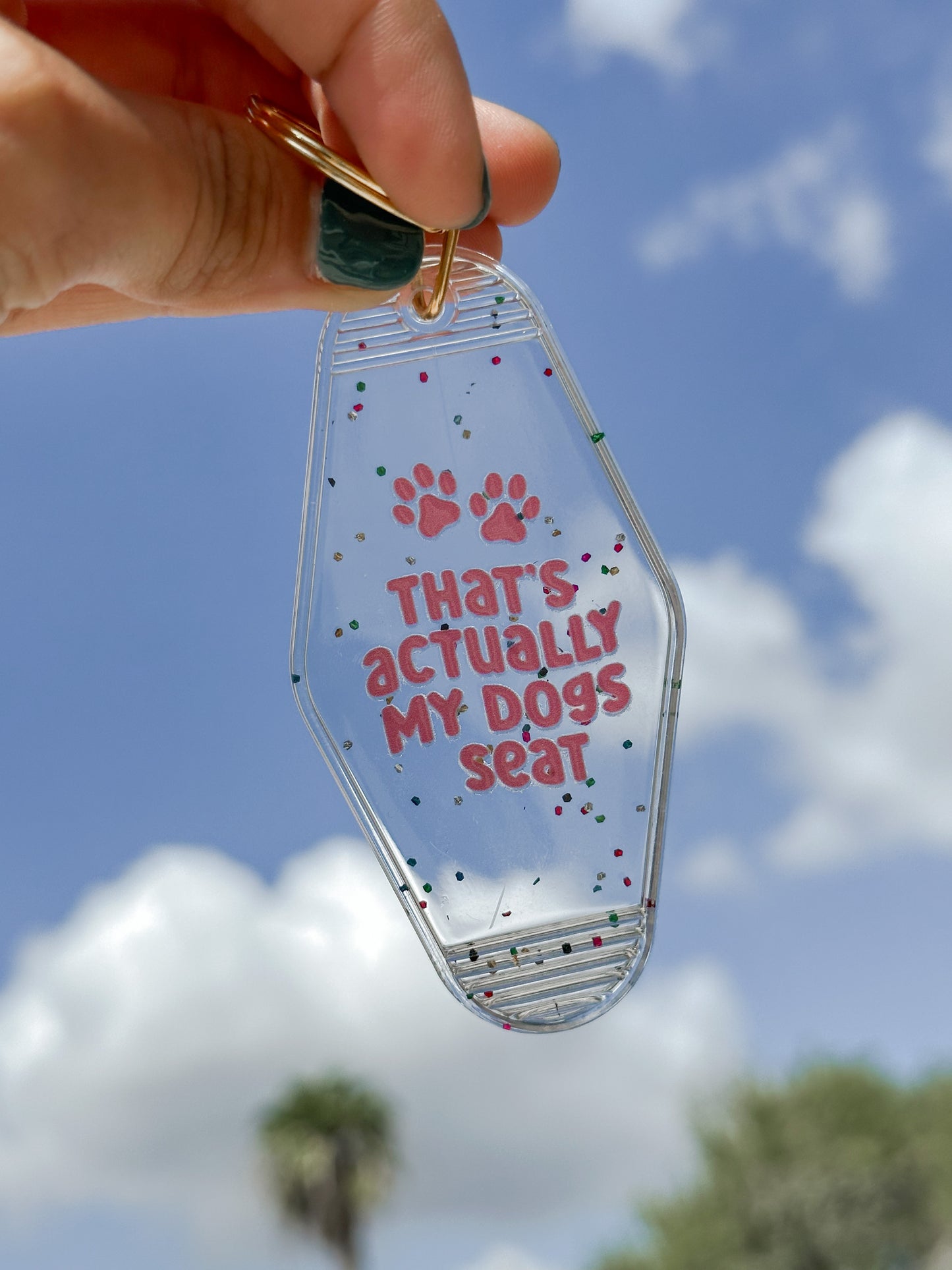 That’s Actually My Dog’s Seat Retro Motel Keychain