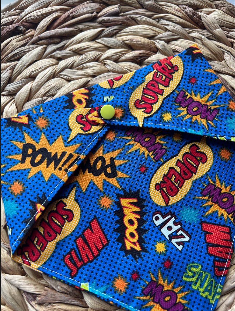 Blue Superhero Words Bandana