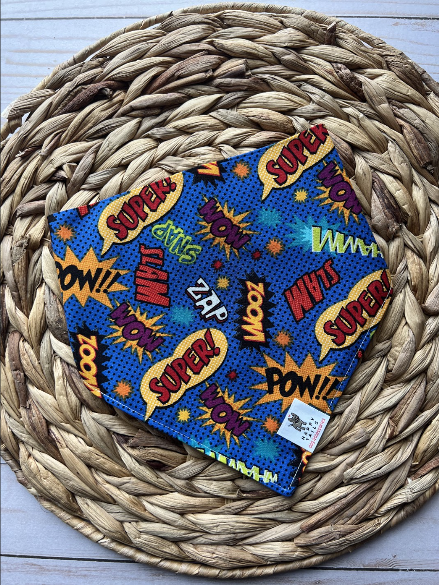 Blue Superhero Words Bandana