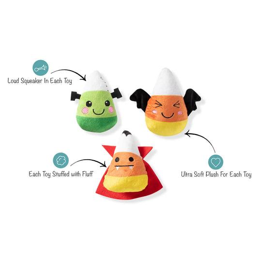 Spooky Candy Corns 3Pc Small Dog Toy Set
