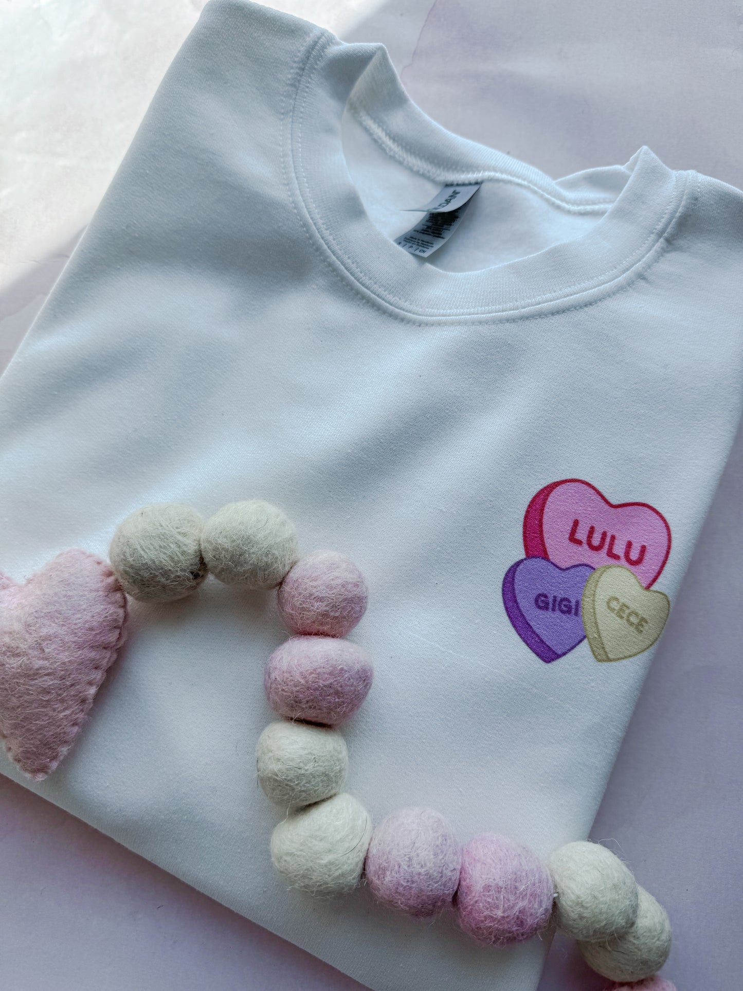 Custom Candy Heart Sweatshirt