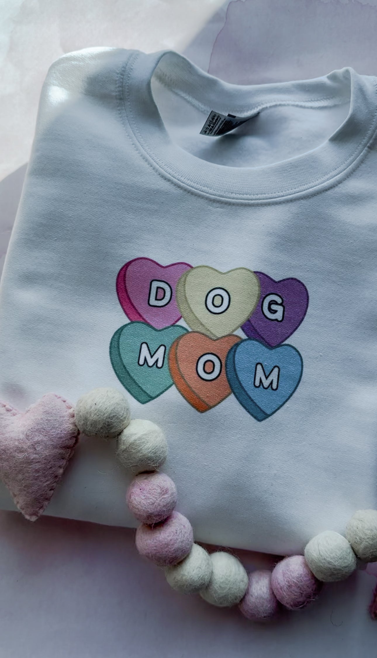 Candy Hearts Dog Mom Sweatshirt