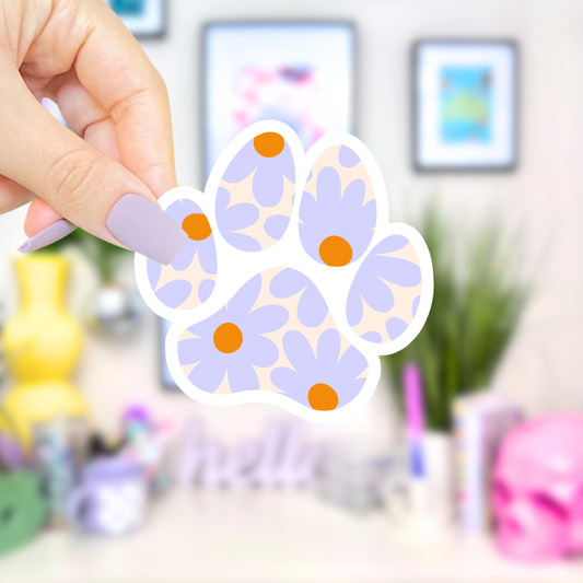 Flower Paw Waterproof Vinyl Sticker