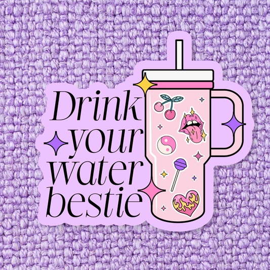 Drink your Water Funny Hydrate Waterproof Vinyl Sticker
